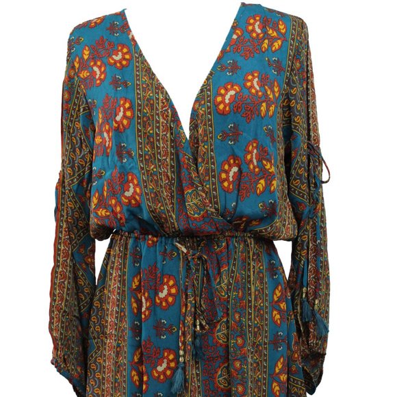 BOHO INSPIRED PRINT LONG SLEEVE MINI DRESS - Picture 6 of 8